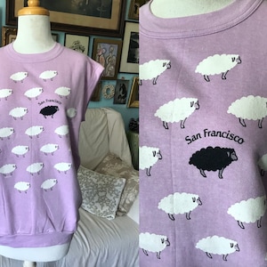 Vintage 80s Sweatshirt Vest: Purple One Black Sheep Muscle Tee San Francisco