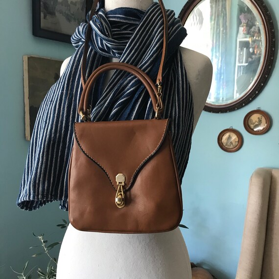 Vintage 1960's MOD handbag leather purse tiny twig