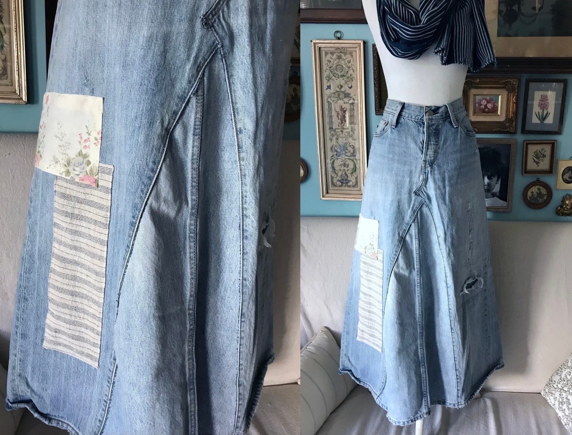 Levis Maxi Skirt Etsy