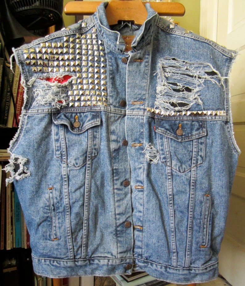 VTG Men's XL Levi's Cut off Denim Trucker Jacket Vest Etsy