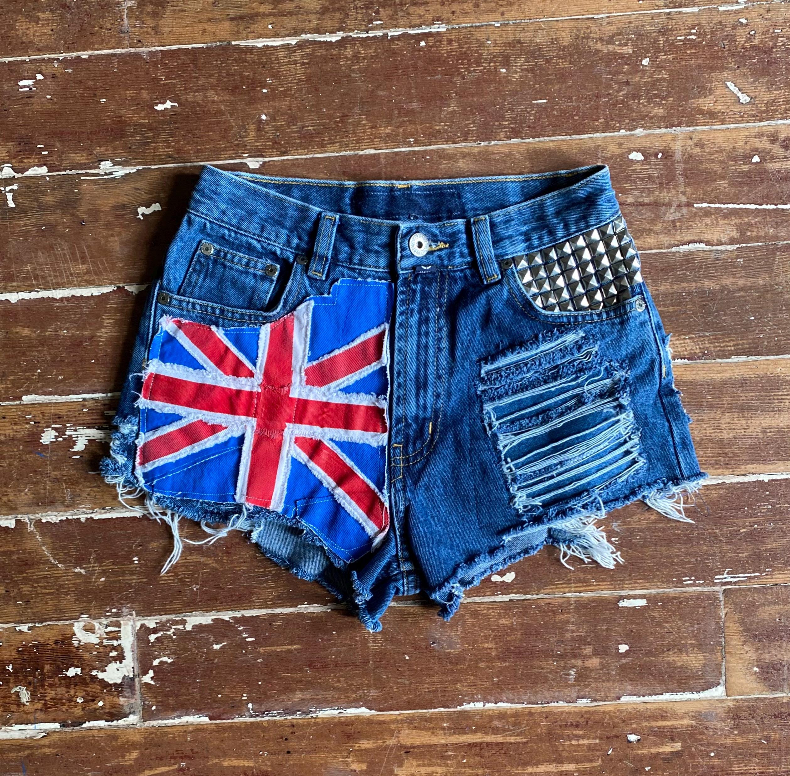 Union Jack Denim Shorts - Etsy