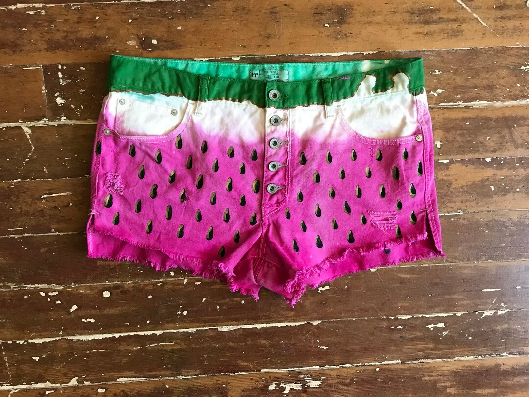 Watermelon Cut off Low Rise Waist Distressed Denim Festival