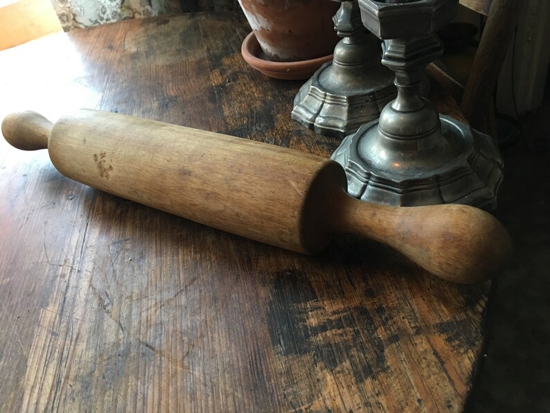 Antique rolling pin wood heavy French country kitchen baking Etsy