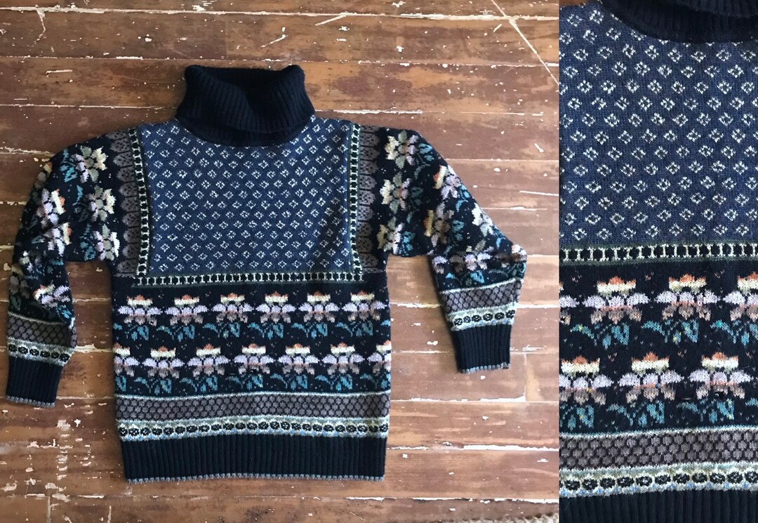 Vintage 1990's Knit Baggy Valley Girl Sweater Turtleneck Etsy