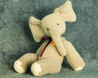 Elephant pattern and Illustrated Instructions for Ella, a 4&quot; jointed miniature Elephant (downloadable PDF)