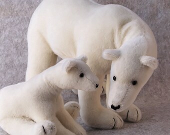 Teddy Bear pattern and Illustrated Instructions for Mother and Cub Polar Bear (downloadable PDF)