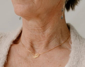 Gold Cactus Pendant Necklace, Recycled Brass Charm