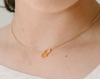 Gold Filled Hamsa Pendant Necklace, Handmade in Texas