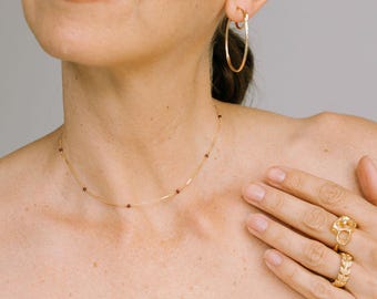 Birthstone Necklace, Gold or Silver, Dainty Layering, Handmade USA Jewelry