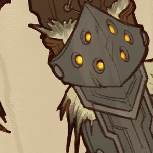 May include: Close-up of a pair of grey and brown knee-high boots with fur trim and metal accents. The boots have a futuristic design with multiple circular details.