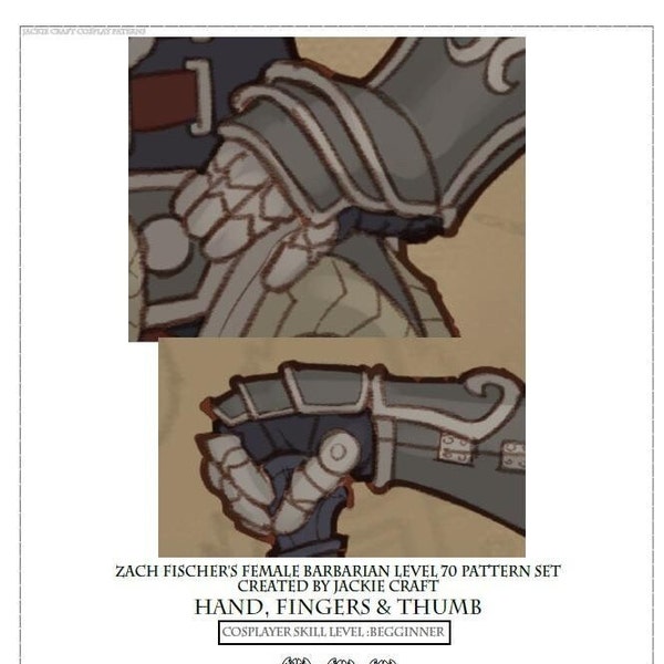 Barbarian Hand Armor Cosplay Pattern Level 70 Style for Foam or Worbla