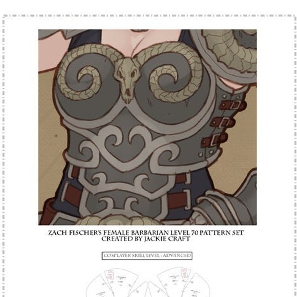 Barbarian Breastplate Armor Cosplay Pattern Level 70 Style Foam or Worbla