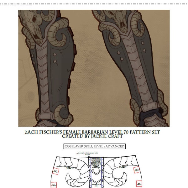 Barbarian Shin Armor Cosplay Pattern Level 70 Style Foam or Worbla