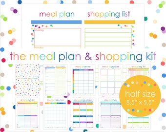 MEAL PLANNER Printable Digital iPad GoodNotes Pages Family Dinner Plan Healthy Grocery Shopping List Organizer Happy Life Home