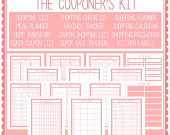 MEAL PLANNER Printable Pages Meal Family Dinner Menu Plan Grocery List Labels Coupon Budget Shopping Happy Life Home