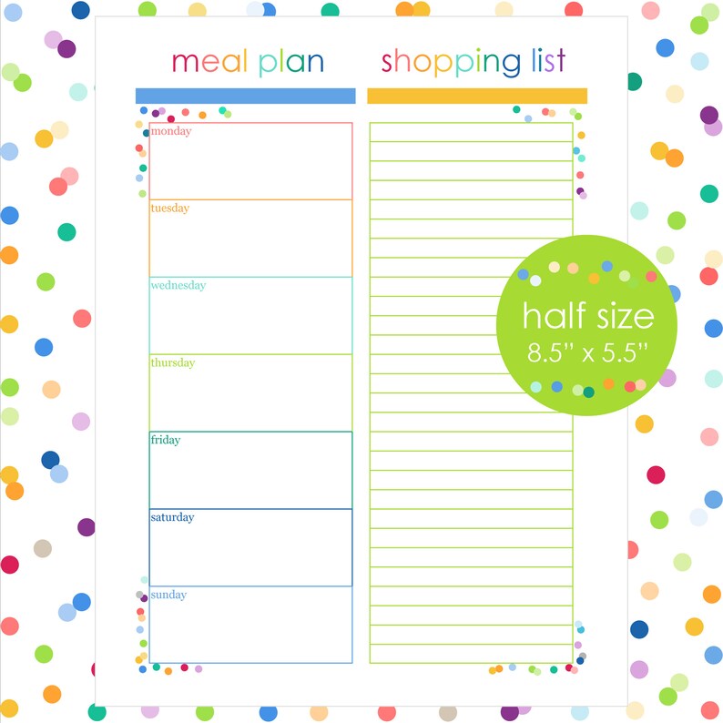 MEAL PLANNER Printable Template Fridge Planner Recipe Binder - Etsy
