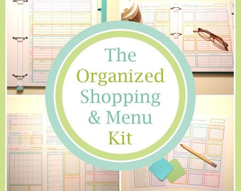 MEAL PLANNER Printable Pages Dinner Plan Grocery Checklist Shopping List Organizer Happy Life Home