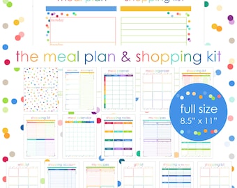 MEAL PLANNER Printable Digital iPad GoodNotes Pages Family Dinner Plan Healthy Grocery Shopping List Organizer Happy Life Home