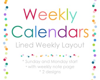 WEEKLY CALENDARS Printable Digital Planner iPad GoodNotes Pages Undated Refill Insert Schedule Notes Organizer Happy Life Home
