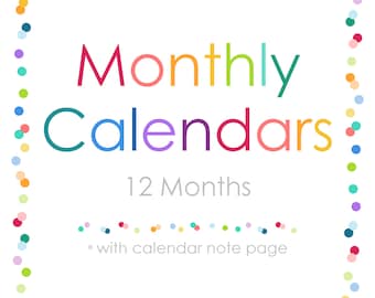 MONTHLY CALENDARS Printable Digital Planner iPad GoodNotes Undated Refill Insert Schedule Notes Day Organizer Happy Life Home