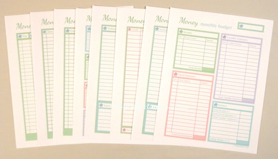 BUDGET PLANNER Printable Pages Happy Inserts Bill Checklist Debt Expense Tracker Log Financial Account Register Kit Monthly Weekly Finance
