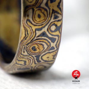 Handmade Mokume Gane Ring: 14K Gold & Sterling Silver Textured Band