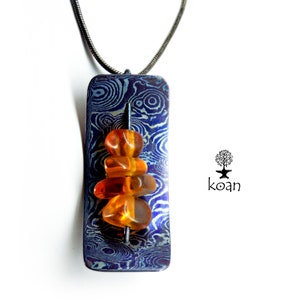 Timascus Mokume Gane Amber Custom Pendant