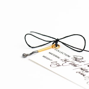 Tiny Match &quot;burned&quot; Matchstick pendant Perfect Match. Handmade of recycled Sterling Silver, 24K Gold plated. One of a Kind. Made in Latvia