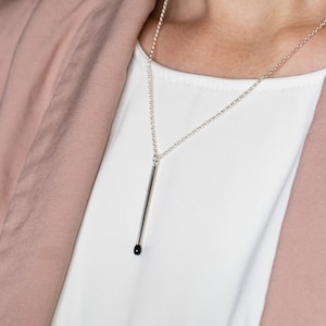 Black Match Pendant PERFECT MATCH. Statement Handmade Jewelry of Recycled Sterling Silver and Natural Black Onyx. Made in Latvia