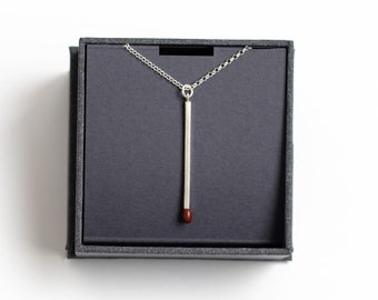Red Jasper Match Pendant, Recycled Sterling Silver Handmade Jewelry