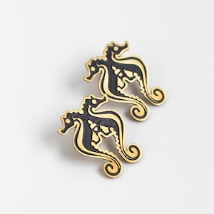 Brass Seahorse Earrings with Sterling silver posts. Handmade and one of a kind. Inspired by art nouveau ornamental art. Unique Studs