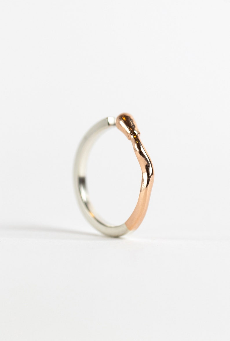 Matchstick Burned Ring PERFECT MATCH. Made of Rose Gold and Silver. Handmade in Latvia image 1