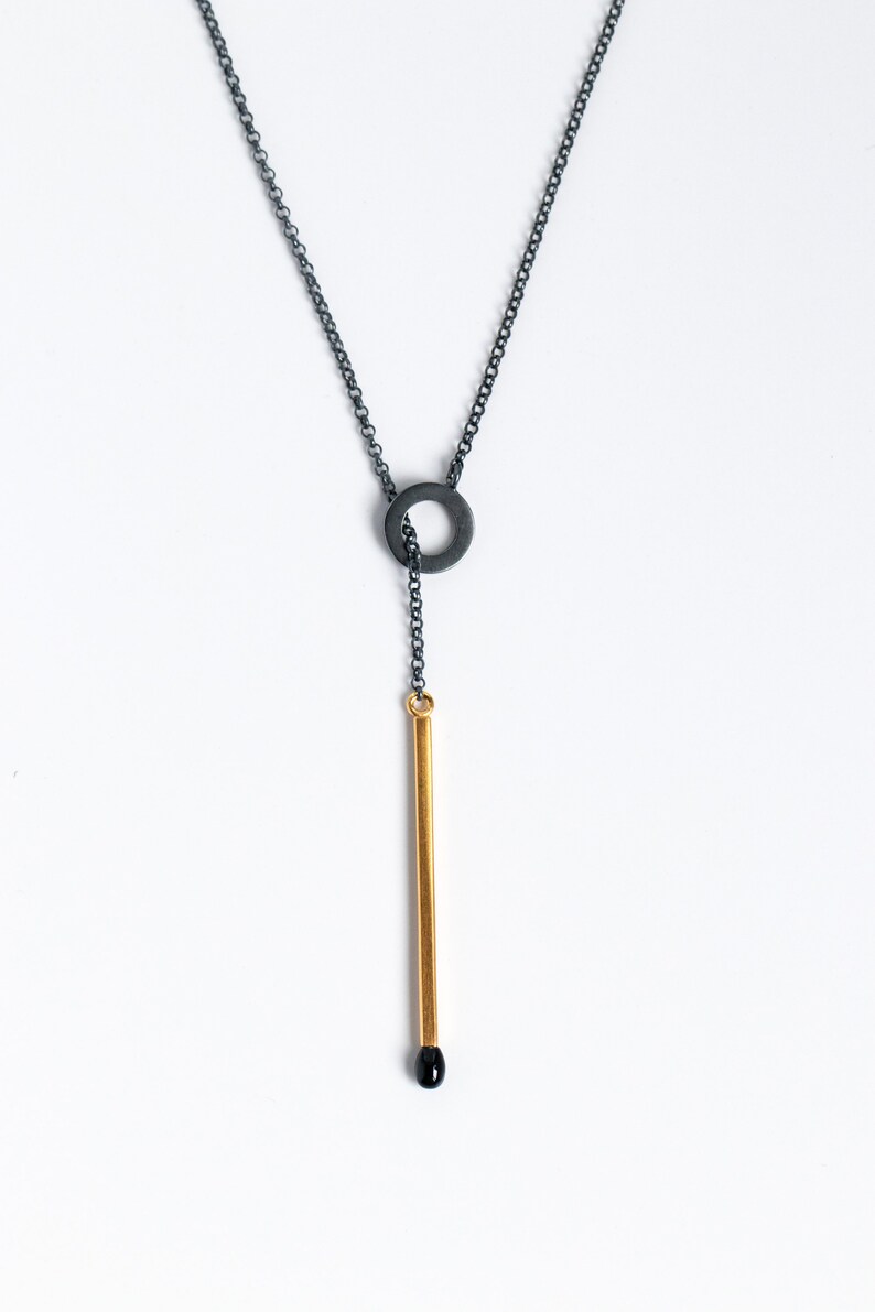 Matchstick Lariat Necklace PERFECT MATCH. Handmade Jewelry of Recycled