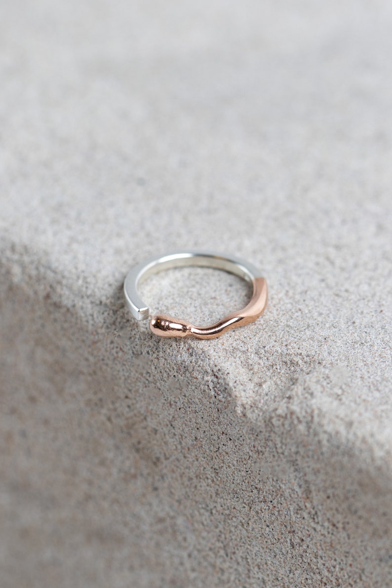 Matchstick Burned Ring PERFECT MATCH. Made of Rose Gold and Silver. Handmade in Latvia image 4