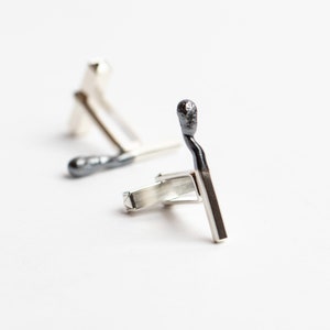 Burned Match Cufflinks PERFECT MATCH. Matches Jewelry Handmade of Sterling Silver. One of a Kind. image 3