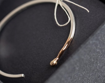 Matchstick Cuff Bracelet, Sterling Silver, 14K Rose Gold