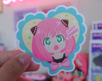 Anime Pink Hair Kawaii Waku Waku Sticker