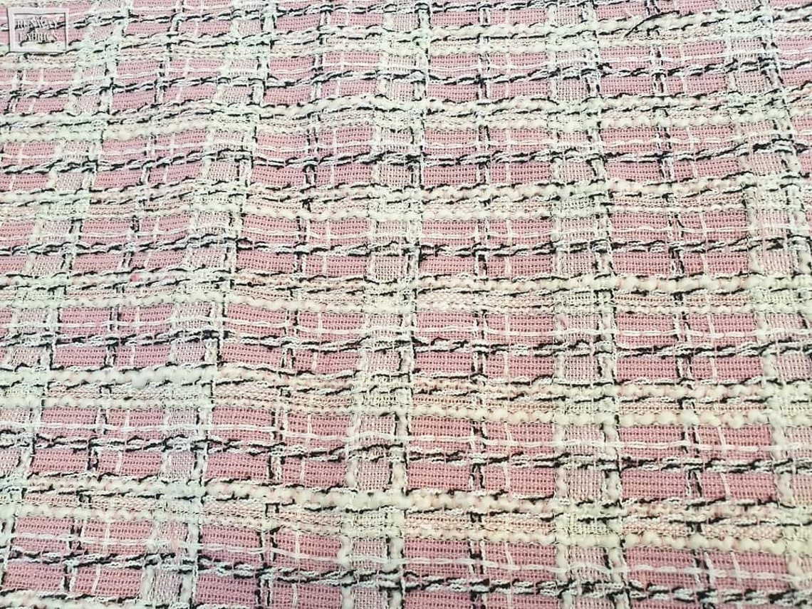 Baby Pink B&W TWEED fabric by the yard Non-stretchy 0.8-1mm | Etsy