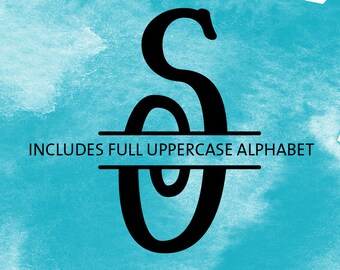 Monogram SVG Font - Files for Silhouette, Cricut - Split Monogram Letters - Cut File for Vinyl, HTV, Scrapbooking, Clipart - Full Alphabet