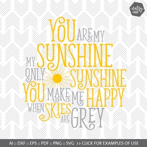 You are my Sunshine SVG Files Cut File for Silhouette | Etsy
