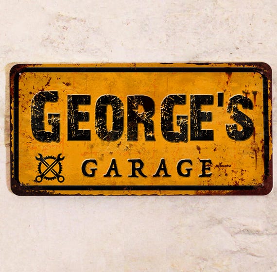Custom Garage Metal Sign 15×30 Cm – Personalized Garage Name Plate