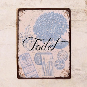 Toilet sign, vintage and province style, metal, 20x30 cm