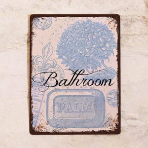 Bathroom sign, vintage and province style, metal, 20x30 cm