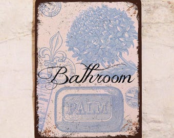 Letrero de baño, estilo vintage y provincia, metal, 20 x 30 cm