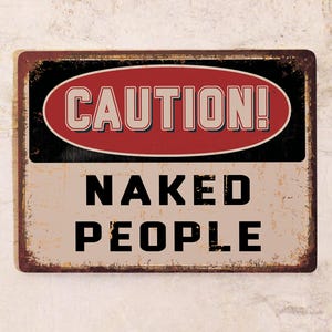 Cartel metálico divertido "¡Cuidado! Gente desnuda", para sauna, ducha, vestuarios, 20x30 cm