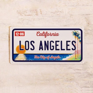 Los Angeles California License Plate – Custom Metal Sign | LA Wall Decor, Gift for Him, Garage or Car Plate