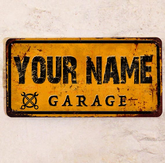 Custom Garage Metal Sign 15×30 Cm – Personalized Garage Name Plate