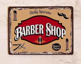 Barbershop tin sign, wall decor for barbershop, metal, 20x30 cm