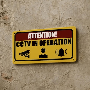 CCTV in Operation Metal Sign 15x30 cm – 24 Hour Video Surveillance Sign for Home or Business, Indoor Outdoor Security Plaque