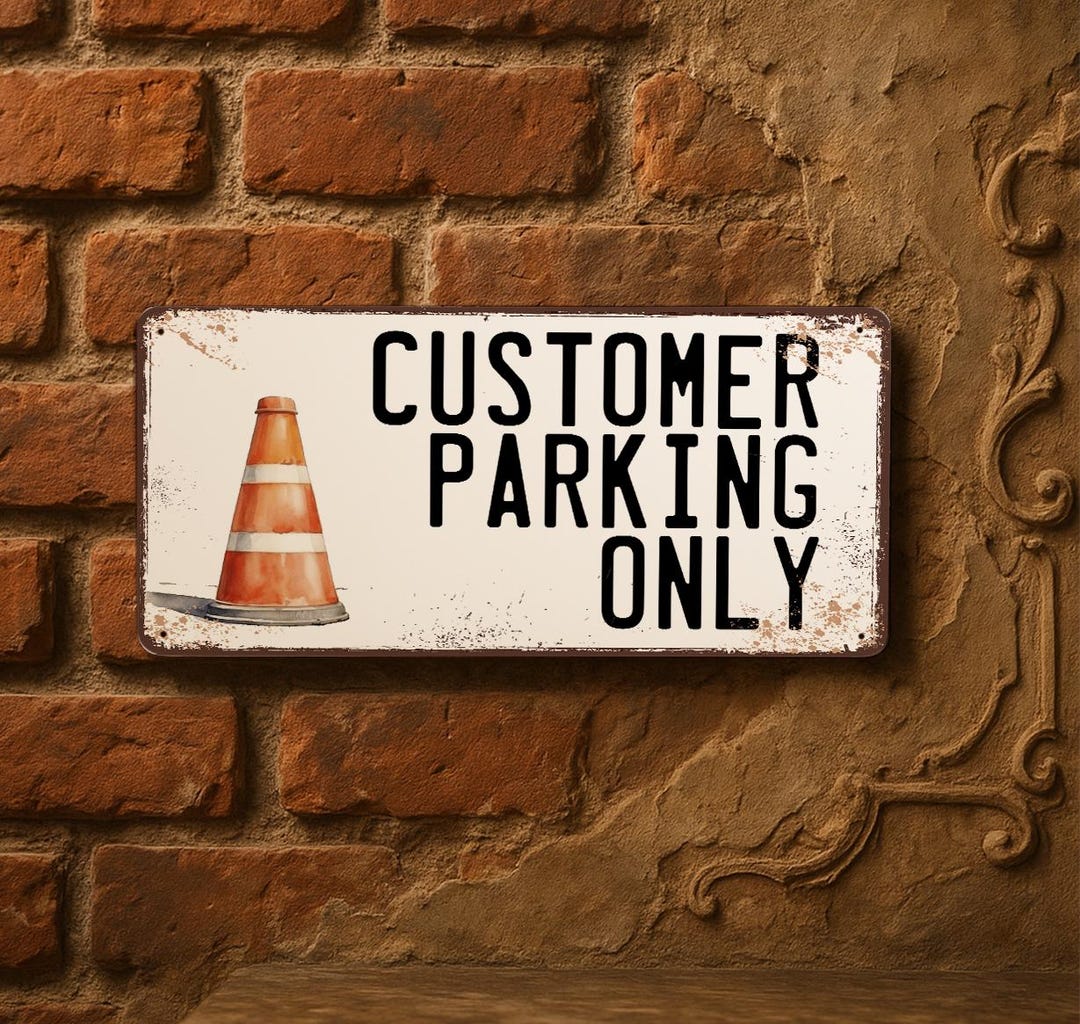 Customer Parking Only – Metal Outdoor Sign 15×30 cm – Cute Watercolor ...